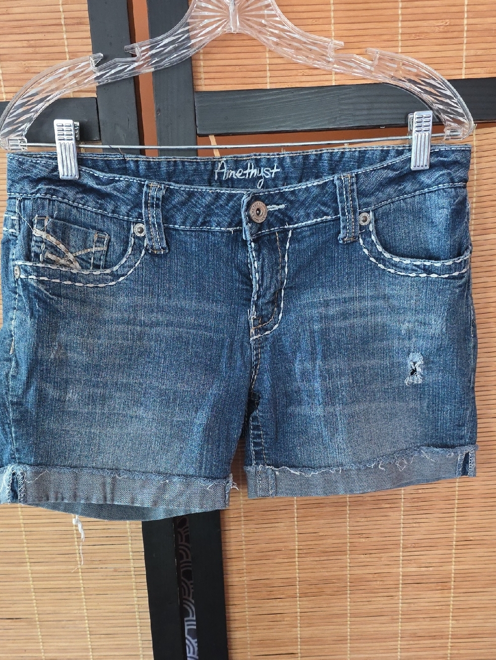 Amethyst Jeans Blue Washed Denim Cuffed Shorts
